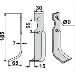 Lama zappa motocoltivatore motozappa fresa 350-069 compatibile  CARRARO ANTONIO dx