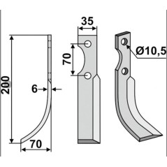 Cuchilla motocultor 350-269 350-268 S.E.P. dx sx 200mm | NewgardenAgri.com