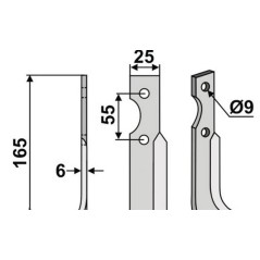 B.C.S. compatible rotary tiller blade 350-277 right 165 mm | NewgardenAgri.com