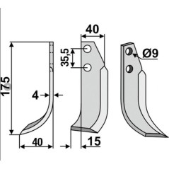 Lame de houe pour motoculteur 350-297 TIELBÜRGER KB-001-005 dx