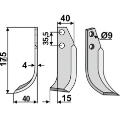 Rotary tiller hoe blade 350-298 TIELBÜRGER KB-001-006 sx | NewgardenAgri.com