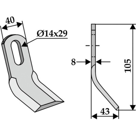 Hackenblatt für Bodenfräse 350-490 FERRI 0901068 105mm