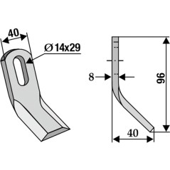 Chain hoe tiller blade 350-516 ROUSSEAU 5.254.30 96mm | NewgardenAgri.com