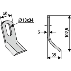 Lame de bineuse compatible 350-447 BERRY DB48102,5mm