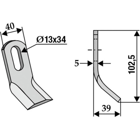 Lama zappa motocoltivatore motozappa fresa adattabile 350-447 BERRY DB48102,5mm