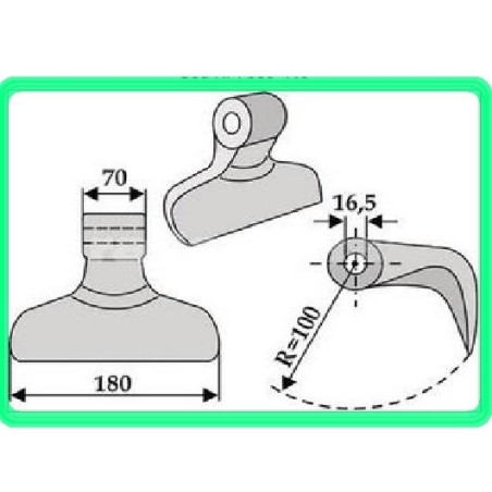 Blade hoe motor cultivator tiller tiller adaptable350-410 FERRI 180mm 0901016