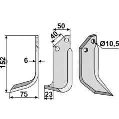 Lame motoculteur compatible 350-232 GRILLOR 152mm | NewgardenAgri.com