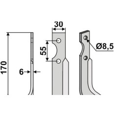 Lama zappa motocoltivatore motozappa fresa compatibil 350-571 B.C.S.destra 170mm | NewgardenAgri.com