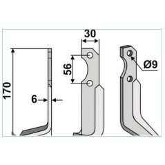 Motor cultivator hoe blade tiller compatible 350-586 BERTOLINI Sx 170mm | NewgardenAgri.com