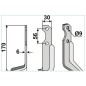 Lama zappa motocoltivatore motozappa fresa compatibil 350-586 BERTOLINI Sx 170mm