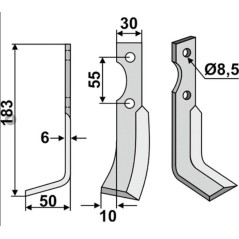 Lama zappa motocoltivatore motozappa fresa compatibil 350-591 CARRARO ANTONIO dx