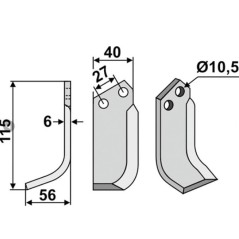 Hoja motoazada compatible 350-055 725R derecha B.C.S | NewgardenAgri.com