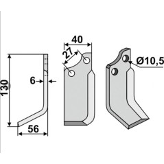 Lame de motoculteur compatible 350-056 735L gauche B.C.S | NewgardenAgri.com