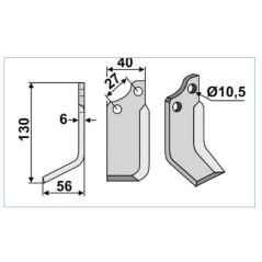 Lama zappa motocoltivatore motozappa fresa compatibile 350-057 735R destra B.C.S | NewgardenAgri.com