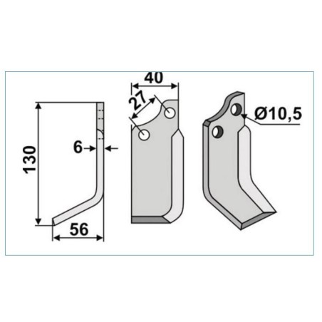 Motocultor pala azada compatible 350-057 735R derecha B.C.S