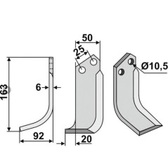 Hackenblatt für Bodenfräse, Kreiselgrubber, Pinne kompatibel 350-112 BERTOLINI Sx 163 mm | NewgardenAgri.com