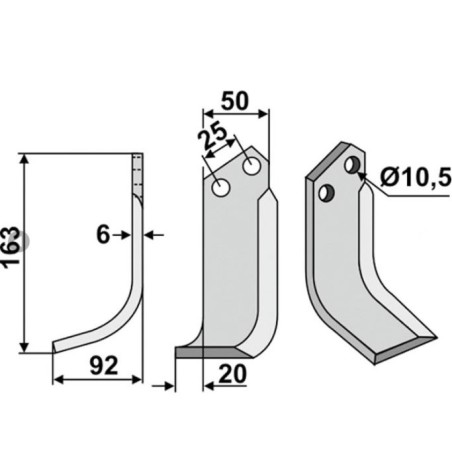 Lama zappa motocoltivatore motozappa fresa compatibile 350-112 BERTOLINI Sx 163