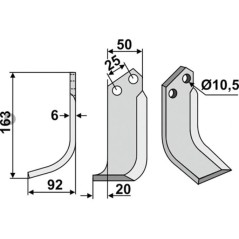 Lame de motoculteur compatible 350-113 FERRARI dx 163mm | NewgardenAgri.com