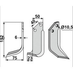 Lame de houe moteur cultivateur rotatif compatible 350-231 GRILLO gauche 152mm | NewgardenAgri.com