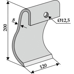 Hackenblatt für Bodenfräse kompatibel 350-468 DÜCKER 200mm | NewgardenAgri.com