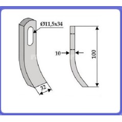 Chain hoe tiller tiller blade compatible 350-471 EPOKE 100mm | NewgardenAgri.com