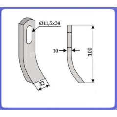 Motor cultivator hoe blade tiller compatible 350-471 RASANT 100mm | NewgardenAgri.com