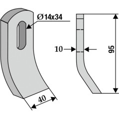 Chain hoe tiller blade COMPATIBLE 350-472 EPOKE 95mm | NewgardenAgri.com