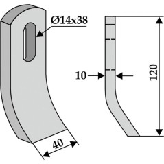 Cuchilla motocultor COMPATIBLE 350-473 EPOKE 120mm | NewgardenAgri.com