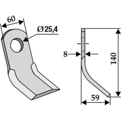 Azada de cadena hoja de azada COMPATIBLE 350-487 FERRI 140mm