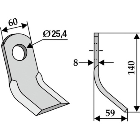 Chain hoe tiller tiller blade COMPATIBLE 350-487 FERRI 140mm