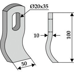 Cuchilla para motoazada compatible 350-498 HEMOS 100mm