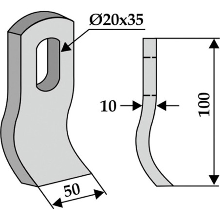 Lame de motoculteur COMPATIBLE 350-498 MULAG 100mm