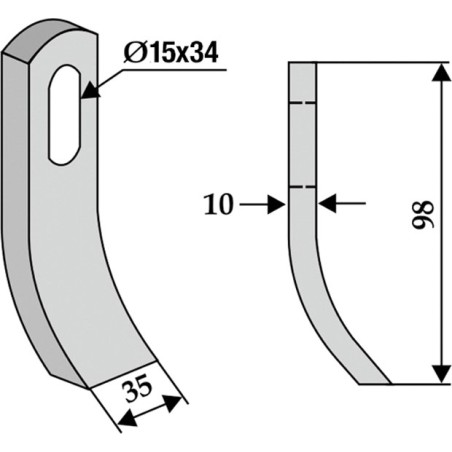 Chain hoe tiller blade COMPATIBLE 350-535 VOTEX 45-03.030