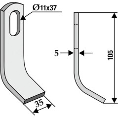 Rotary tiller hoe blade compatible 350-537 VOTEX 45-03.010 | NewgardenAgri.com