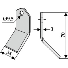 Hackenmesser für Bodenfräse, kompatibel 350-549 BOMFORD 70mm