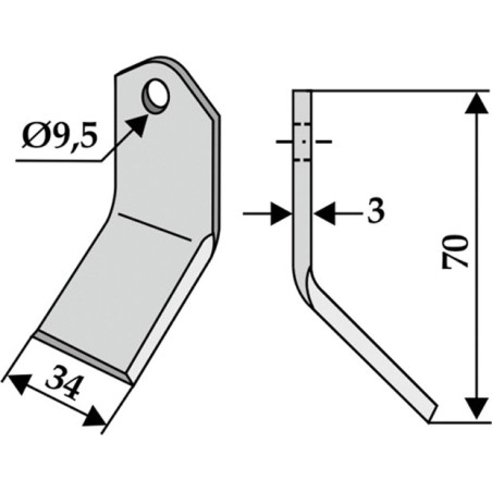 Hackenmesser für Bodenfräse, kompatibel 350-549 BOMFORD 70mm