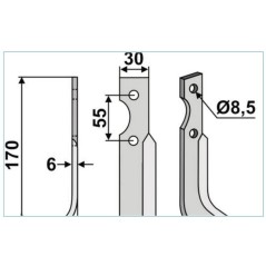 Lama zappa motocoltivatore motozappa fresa compatibile 350-570 B.C.S. sx 170mm