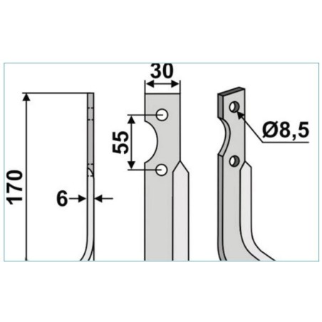 Lama zappa motocoltivatore motozappa fresa compatibile 350-570 B.C.S. sx 170mm