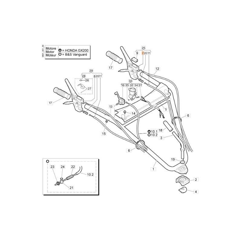 Leva comando trinciasarmenti modelli WB65HR11 ORIGINALE EMAK 68240055R