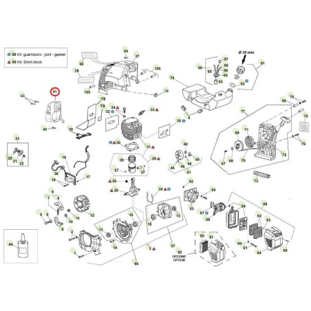 ORIGINAL ACTIVE desbrozadora con silenciador catalítico grande modelos t143 - t152 025287 | NewgardenAgri.com