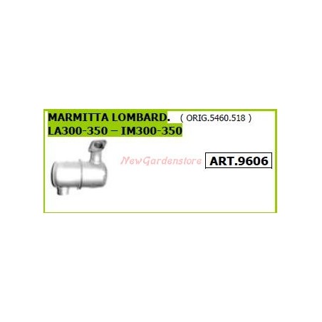 LOMBARDINI muffler for walking tractor rotary cultivator LA300 350 IM300 350 9606 | NewgardenAgri.com