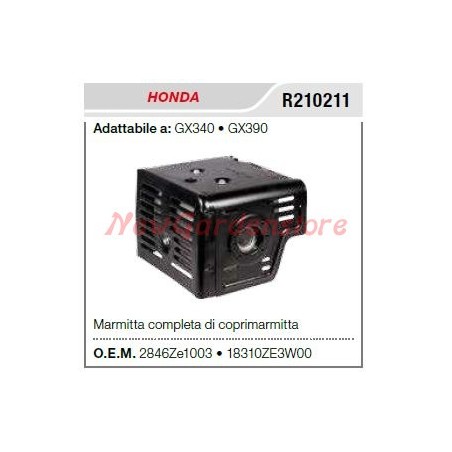 HONDA muffler muffler motor cultivator GX340 390 R210211 | NewgardenAgri.com