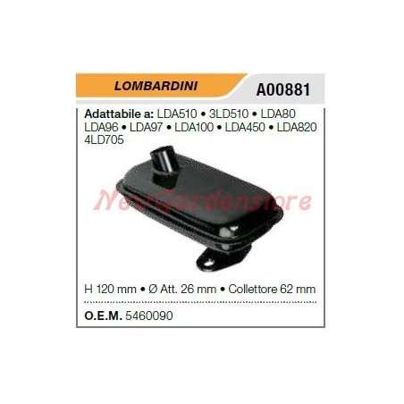 LOMBARDINI Motorhacke LDA510 3LD510 Schalldämpfer A00881 | NewgardenAgri.com