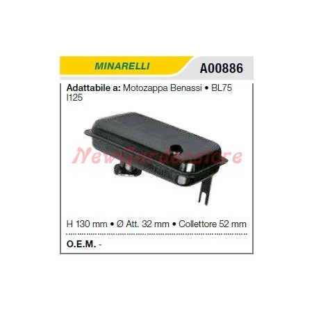 Exhaust silencer MINARELLI motorhoe BENASSI BL75 125 A00886 | NewgardenAgri.com