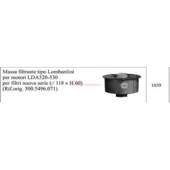 Masas filtrantes tipo LOMBARDINI para motocultor LDA 520 530 1039 | NewgardenAgri.com