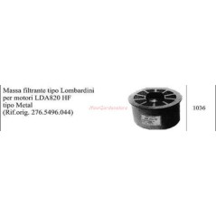 LOMBARDINI filter masses for LDA 820 HF motor cultivator 1036 | NewgardenAgri.com