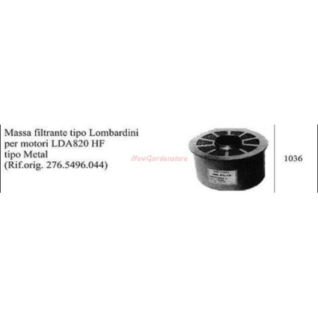 LOMBARDINI filter masses for LDA 820 HF motor cultivator 1036 | NewgardenAgri.com