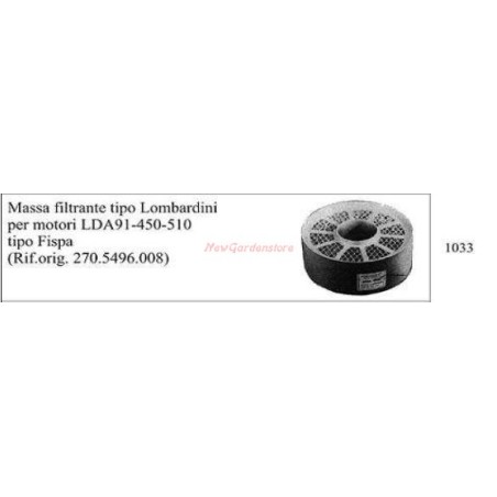 Cartouches filtrantes LOMBARDINI pour tracteurs marcheurs LDA 91-450-510 1033 | NewgardenAgri.com