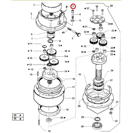 Goupille de verrouillage du boîtier d'engrenage ORIGINAL ACTIVE pour les modèles de tarière t143 - t152 022477 | NewgardenAgr...