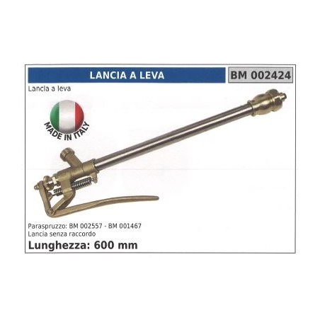 Lance à levier d'arrosage 600mm sans raccord | NewgardenAgri.com